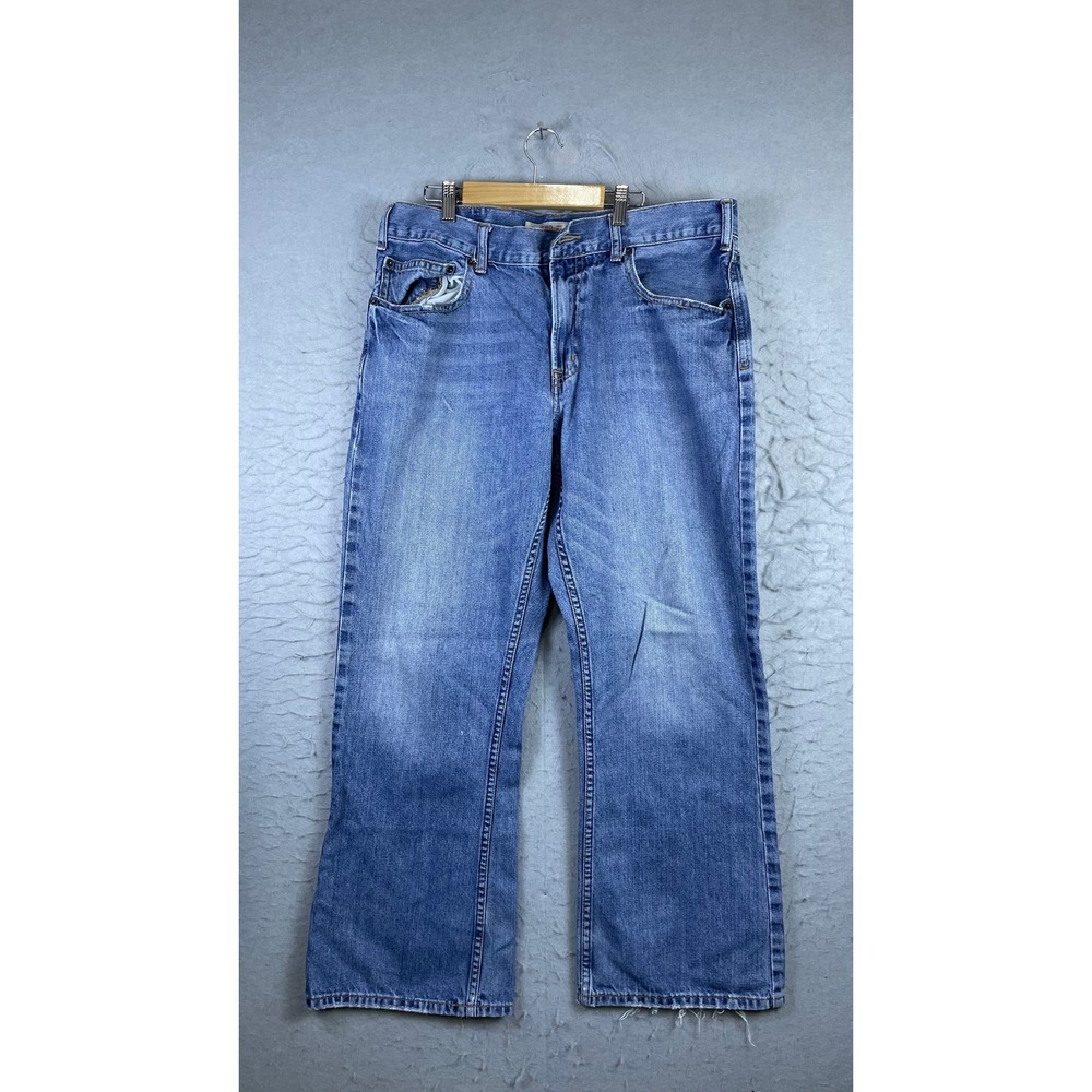 Mossimo Supply Co Jeans Mens 35x29 Blue Fair Distressed Straight Leg Denim